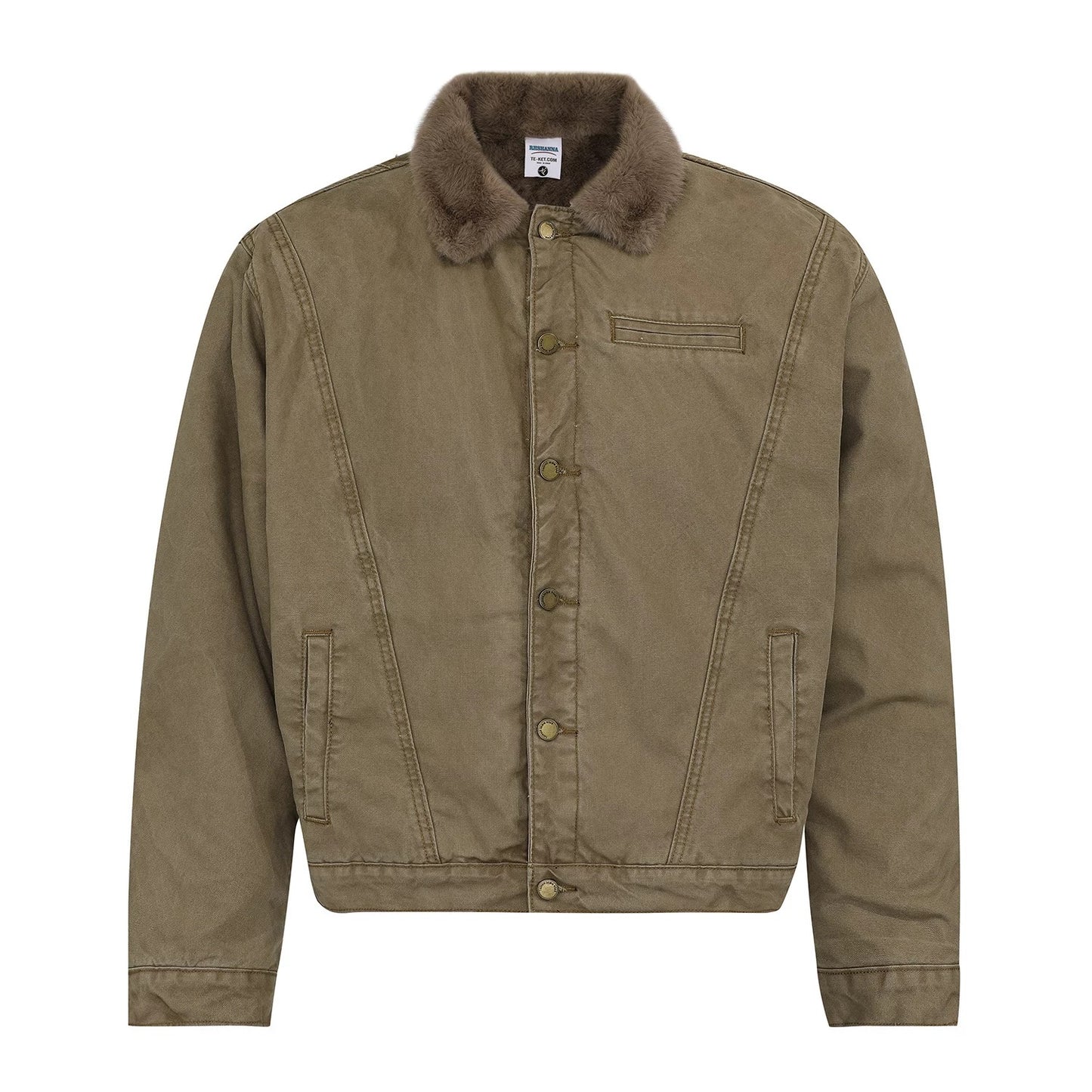 Jaqueta Oversized com Gola de Pelo Premium