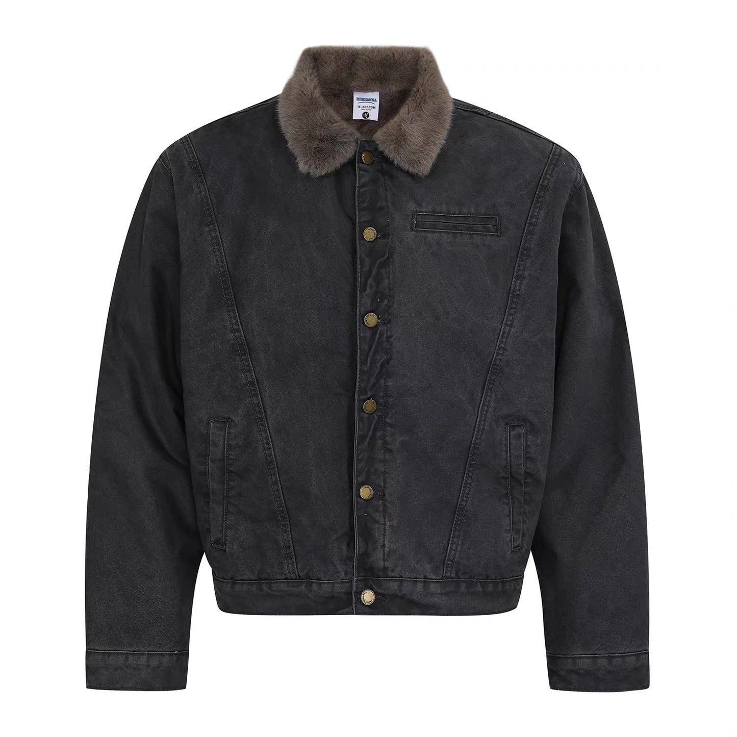 Jaqueta Oversized com Gola de Pelo Premium